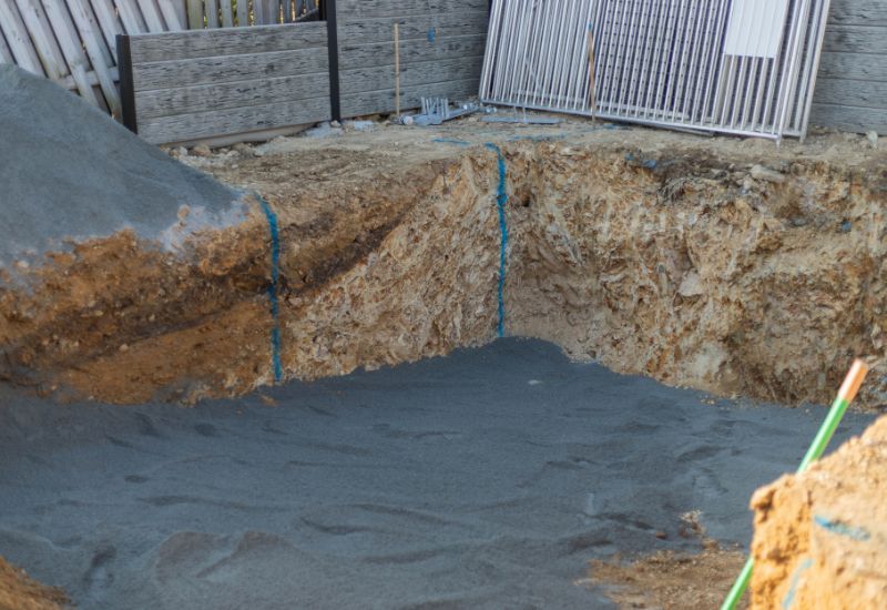 Completed pool excavation with spoil removed